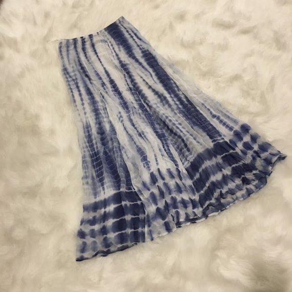 Chan Luu Dresses & Skirts - Chan Luu Chiffon Blue/White Tie Dye Maxi Skirt XS